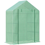 Serre de Jardin avec Étagères 3 Niveaux, Petite Serre de Balcon en Bâche PE 140 g/㎡ Renforcée 141 x 72 x 191 cm, Vert