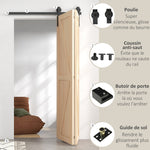 Kit de herrajes para puerta corredera plegable de 122 cm, rieles de acero para puerta de granero para 2 puertas