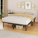 Bettgestell 160 x 200 cm, Doppelbett mit Lattenrost aus Massivholz und Fußteil, mit Stauraum darunter, schwarz