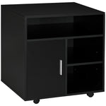 Support d'imprimante organiseur bureau caisson placard porte 3 niches + grand plateau panneaux particules noir