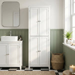 Meuble de Salle de Bain, Meuble de Rangement, Colonne Salle de Bain avec 4 Portes et Étagères Réglables, Blanc