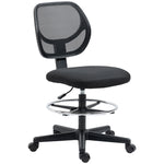 Chaise de bureau assise haute en maille hauteur réglable 50-70 cm avec repose-pied pivotant 360° noir