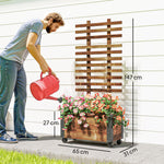 Jardinière avec treillis bac à fleurs avec film géotextile et roulettes 65 x 31 x 147 cm bois sapin pré-huilé-2
