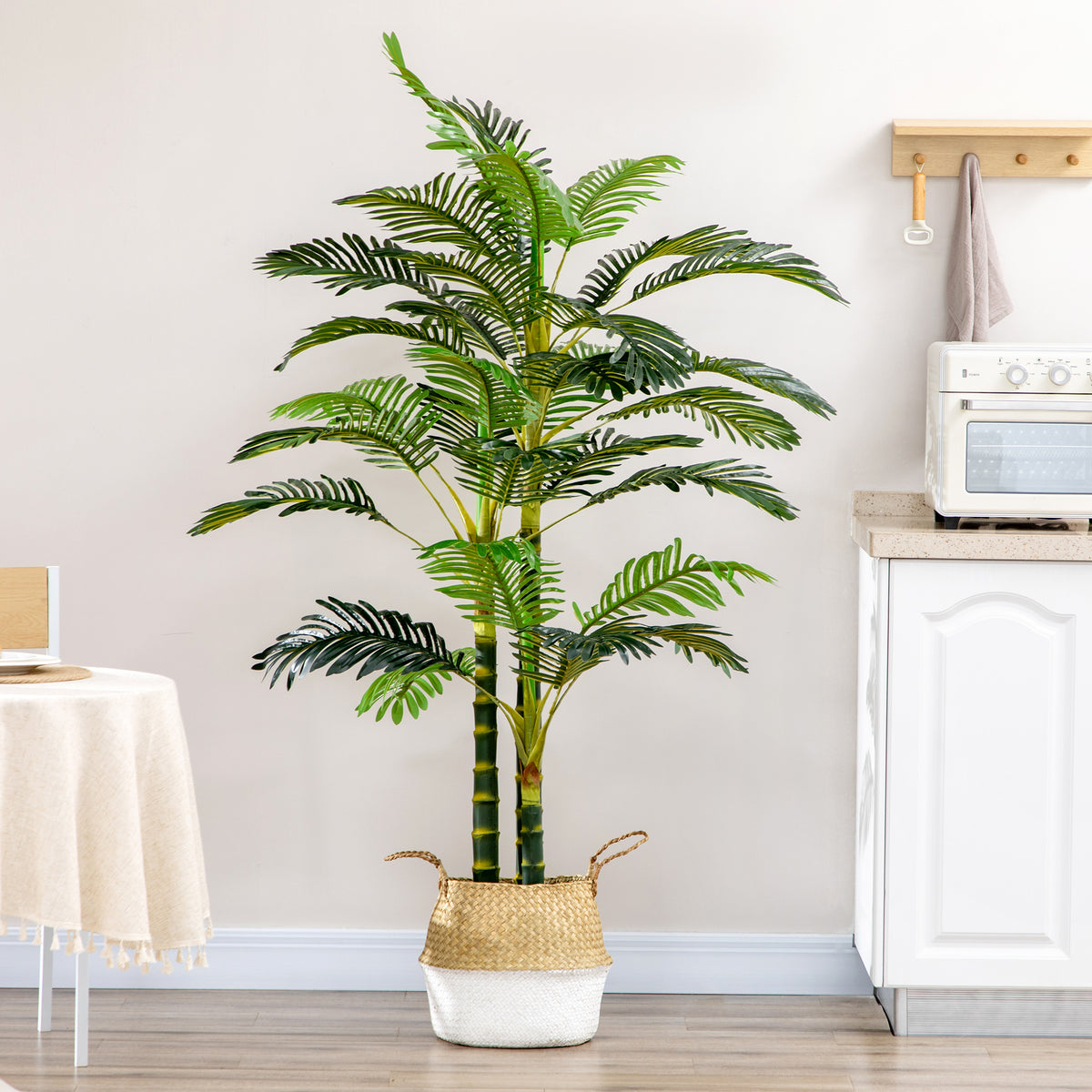 Palmier areca artificiel arbre artificiel hauteur 190 cm avec 30 grandes feuilles en plastique pot inclus