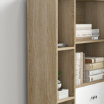 Bibliothèque scandinave meuble de rangement dim. 80L x 23,5l x 123H cm 5 niches placard 2 portes pieds effilés inclinés