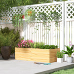 Jardinière extérieur, carré potager en bois, 3 compartiments de plantation et doublure inclus, 140x60x40cm, naturel