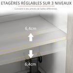 Aparador de cocina mueble de almacenaje 2 armarios con estantes ajustables, 121 x 37 x 75 cm, blanco y aspecto de madera gris