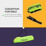 Filet de badminton, filet portable, hauteur ajustable 107-155 cm, avec sac de transport, cadre métallique, noir, jaune