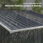 Abri de jardin 5,4 m² 2,77 x 1,95 x 1,92 m kit de fondation incluse porte coulissante ventilations tôle acier gris foncé
