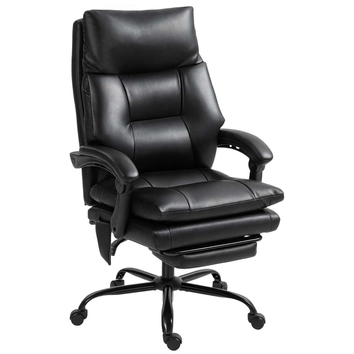 Chaise bureau ergonomique fauteuil de bureau en PU soutien lombaire gonflable dossier inclinable hauteur réglable noir