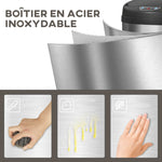 Poubelle cuisine automatique 42L acier inoxydable, poubelle à couvercle à fermeture en douceur, 30,5x30,5x68cm, argent