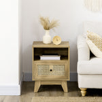 Lot de 2 tables de chevet  table de nuit avec tiroir porte cannage et niche vintage 45 x 39 x 56,5 cm
