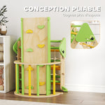 Triangle d'escalade enfants 8 en 1 avec rampe double face, arc d'escalade en bois avec toboggan & échelle, vert