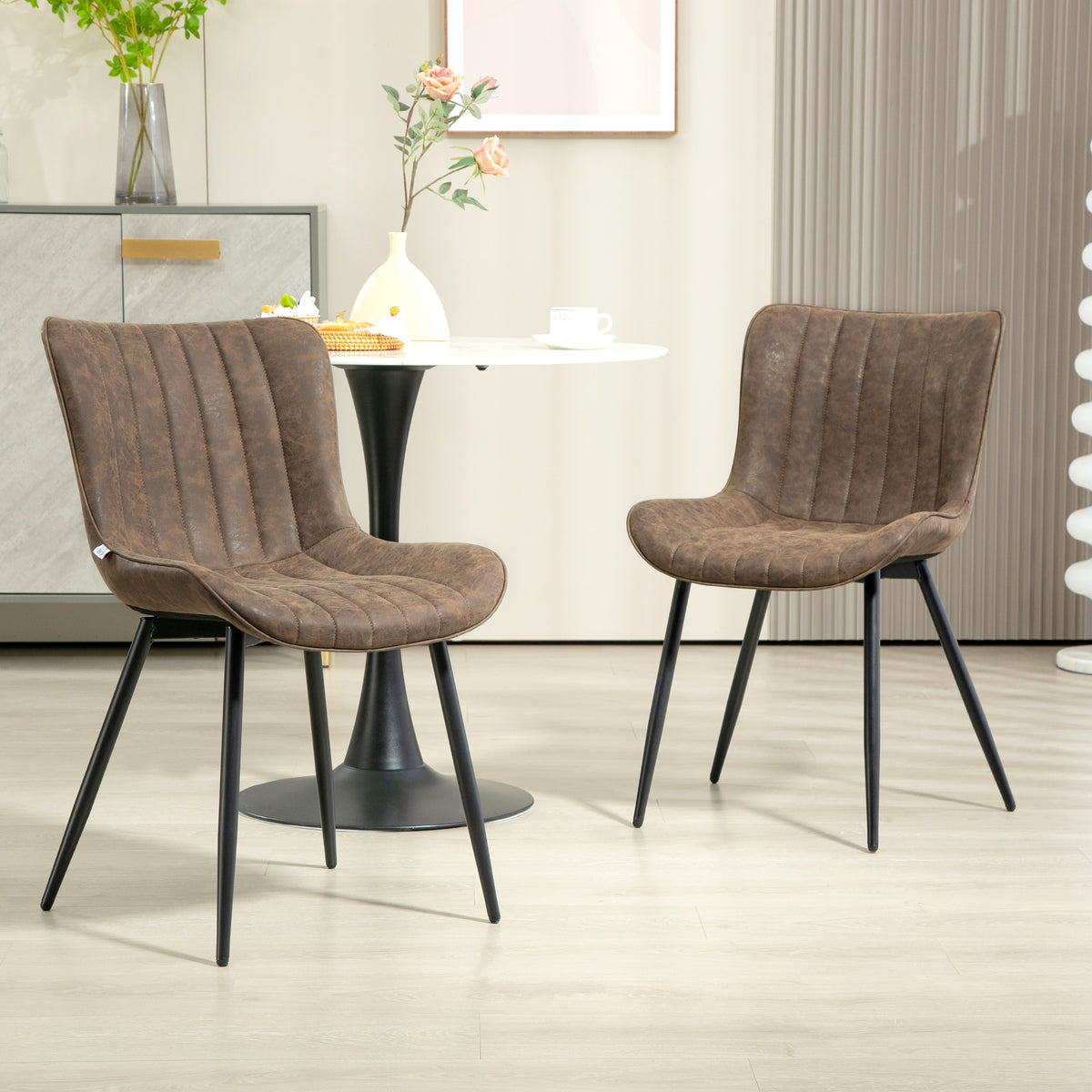 Lot de 2 chaises de salle à manger design moderne et capitonné pour salon, salle à manger, chambre à coucher, marron