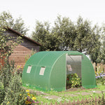 Invernadero de jardín tipo túnel 9 m² 4 ventanas, puerta enrollable con cremallera, estructura de acero galvanizado, lona de PE 3 x 3 x 2 m verde