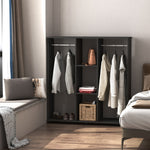 Kleiderschrank, mobiler Aufbewahrungsschrank, 6 Rollen, 120L x 40B x 128H cm, Holz, Schwarz