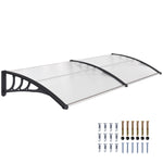 Auvent de porte d'entrée, toit marquise de porte exterieur en polycarbonate et profil aluminium résistante toit abri protection contre la pluie et UV pour terrasse, balcon, 195x75cm, transp.