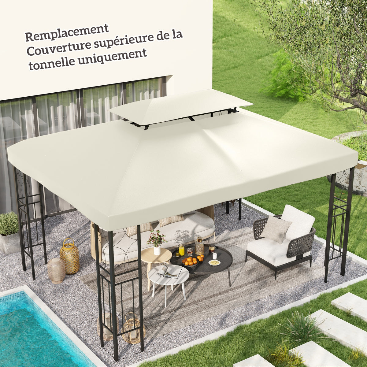 Toldo de repuesto para cenador crema 3 x 4 m