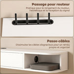 Hängendes TV-Board, Fernsehschrank für Fernseher bis 60 Zoll, Klappfach, 2 Ablagen, 140x24x16cm, Weiß