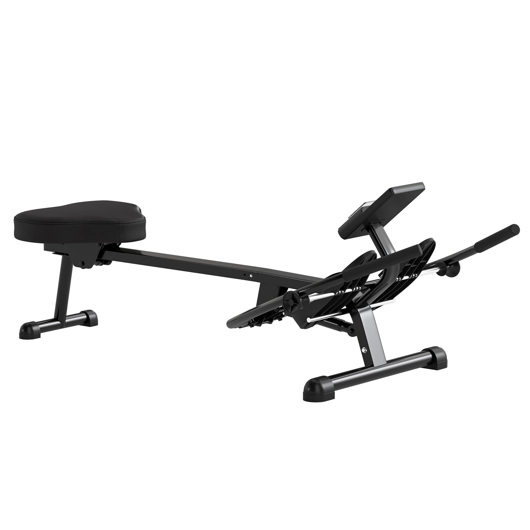 Rameur hydraulique à 12 niveaux avec écran LCD, pour l'entraînement cardio à domicile, charge max. 130 kg, noir