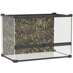 Boîte à Reptiles avec Panneau de Fond, Fermeture Sécurisée Par Rotation, Ventilation Frontale, 50x30x35cm, Noir