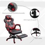 Chaise gaming Ergonomique, Fauteuil de Bureau confortable avec Repose-Pied, Appuie-Tête et coussin lombaire, Hauteur Réglable, noir et rouge