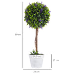 Lot de 2 plantes Artificielles avec fleurs de lavande, tronc et pot inclus - hauteur 60 cm vert