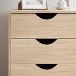 Caisson bureau mobile, meuble rangement sur roulettes avec 5 tiroirs, bois, 40 x 40 x 67 cm, chêne