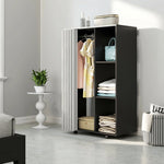 Armoire penderie vêtement dressing mobile 4 roulettes tringle à vêtements et étagères ouvertes 80 x 40 x 128 cm noir