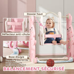Scivolo e altalena 4 in 1 per bambini con canestro da basket, scivolo, altalena, 147,5x160x107cm, rosa
