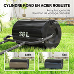 Rouleau à gazon rouleau de jardin 50 cm, remplissage sable eau, poignée ergonomique, 58 x 32,5 x 113 cm, noir