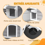 Maison Extérieur pour Chat Abri Extérieur en Bois pour Chats Errants 2 Étages Toit Ouvrant Bitumé 99,5x76x91cm Gris