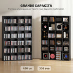 Meuble de rangement multimédia 456 CD/ 336 DVD - bibliothèque en bois avec étagères réglables, 89 x 130,5 cm, noir
