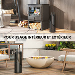 Ensemble serviteur de cheminée 4 pièces avec balai, pelle, tisonnier et support,  en métal 20 x 20 x 65 cm, noir