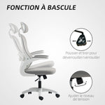 Chaise Bureau Ergonomique, Fauteuil de Bureau en Maille avec Accoudoirs Rabattables, Hauteur Réglable, 64x62x115cm, Gris