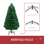 Sapin de Noël Artificiel Lumineux 120H cm Fibre Optique LED Multicolore + Support Pied 130 Branches étoile Sommet Brillante Vert
