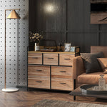 Cómoda de 7 cajones, mueble de almacenamiento con cajones de tela plegables - estructura de acero negro - 98 x 29 x 85 cm