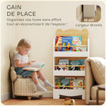 Bibliothèque pour enfant, rangement livre enfant 3 niveaux pour salle de jeux, chambre d'enfant, bois naturel