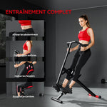 Appareil d'entraînement abdominal, appareil de fitness pliable avec siège réglable, pour bras jambes 57x105x115cm rouge
