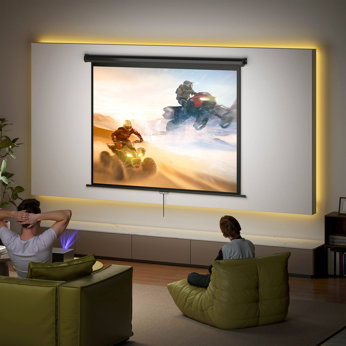 Écran de projection de 84 pouces, écran vidéoprojecteur, 4:3 4K HD, fixation mur ou plafond, 181l x 8P x 138H cm, noir