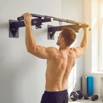 Barre de traction barre de Fitness fixation murale support sac de frappe ou sangles TRX intégré charge max. 150 Kg acier noir