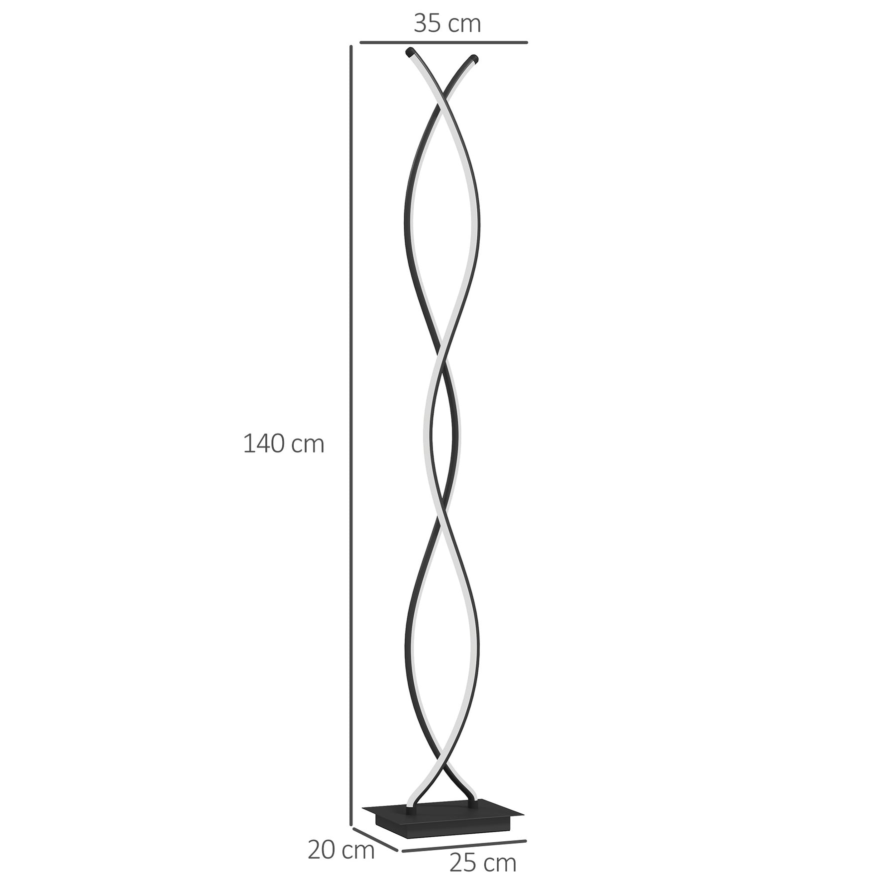 Lampadaire sur pied salon, lampe salon 3 niveaux de luminosité réglables à double spirale avec interrupteur à pied, noir