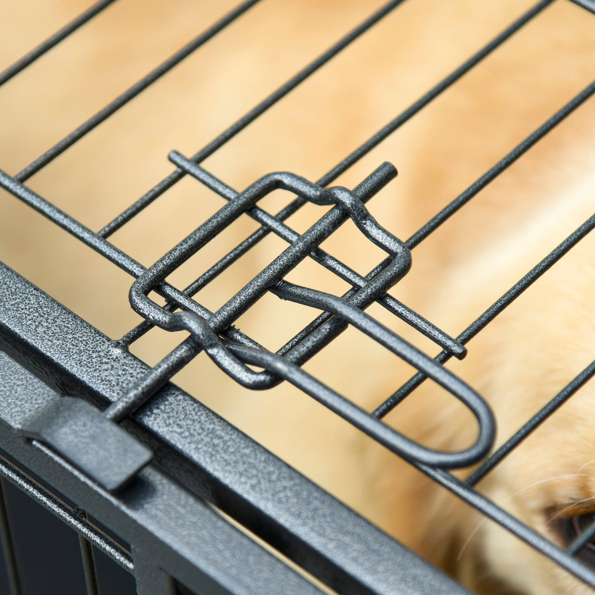 Cage pour chien pliable cage de transport sur roulettes 2 portes verrouillables plateau amovible dim. 94L x 58l x 69,5H cm métal gris noir
