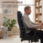 Chaise Bureau Ergonomique, Fauteuil de Bureau Inclinable, Assise rembourrée en PU, Hauteur Réglable, Noir