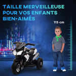 Elektro-Motorrad für Kinder, 3 Räder, 6 V, Elektroauto für Kinder mit Licht- und Soundeffekten, Geschwindigkeit 3 km/h, für 3 bis 5 Jahre, belastbar bis 25 kg, Schwarz und Weiß