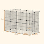 Enclos pour animaux parc pour petits animaux modulable 24 panneaux pour lapins grillagés en acier 120 x 60 x 80 cm noir