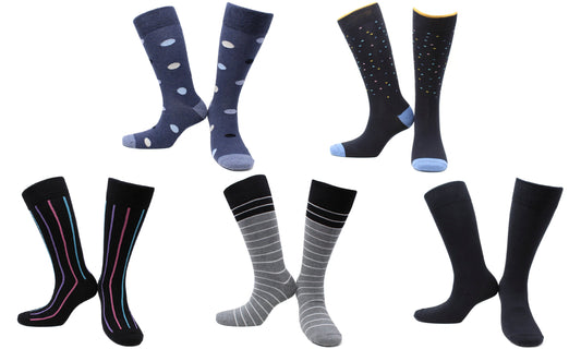 Chaussettes Crazy Touch Coton Écologique - Noir, Gris, Bleu (5 paires)
