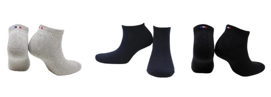 Socquettes France Coton Écologique - Gris, Bleu Marine, Noir (3 paires)