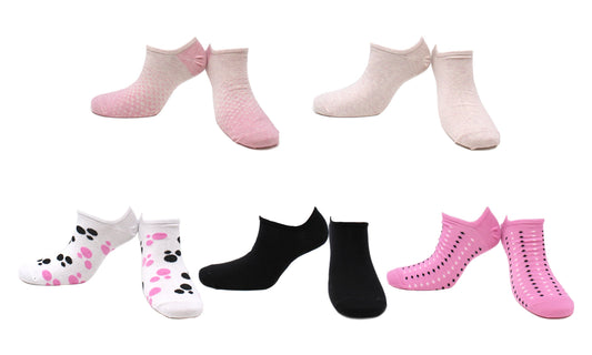 Chaussettes Invisibles Lady Coton Écologique - Rose, Blanc, Noir (5 paires)