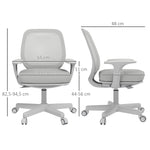 Chaise de bureau tissu mesh hauteur réglable pivotante 360° accoudoirs sur roulettes, gris